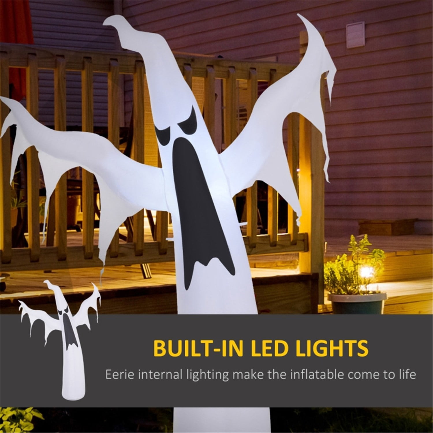 Astoutdoor Halloween Inflatable White Ghost Decoration, 6 ft Tall, Polyester, LED Lighted, Self-Inflating