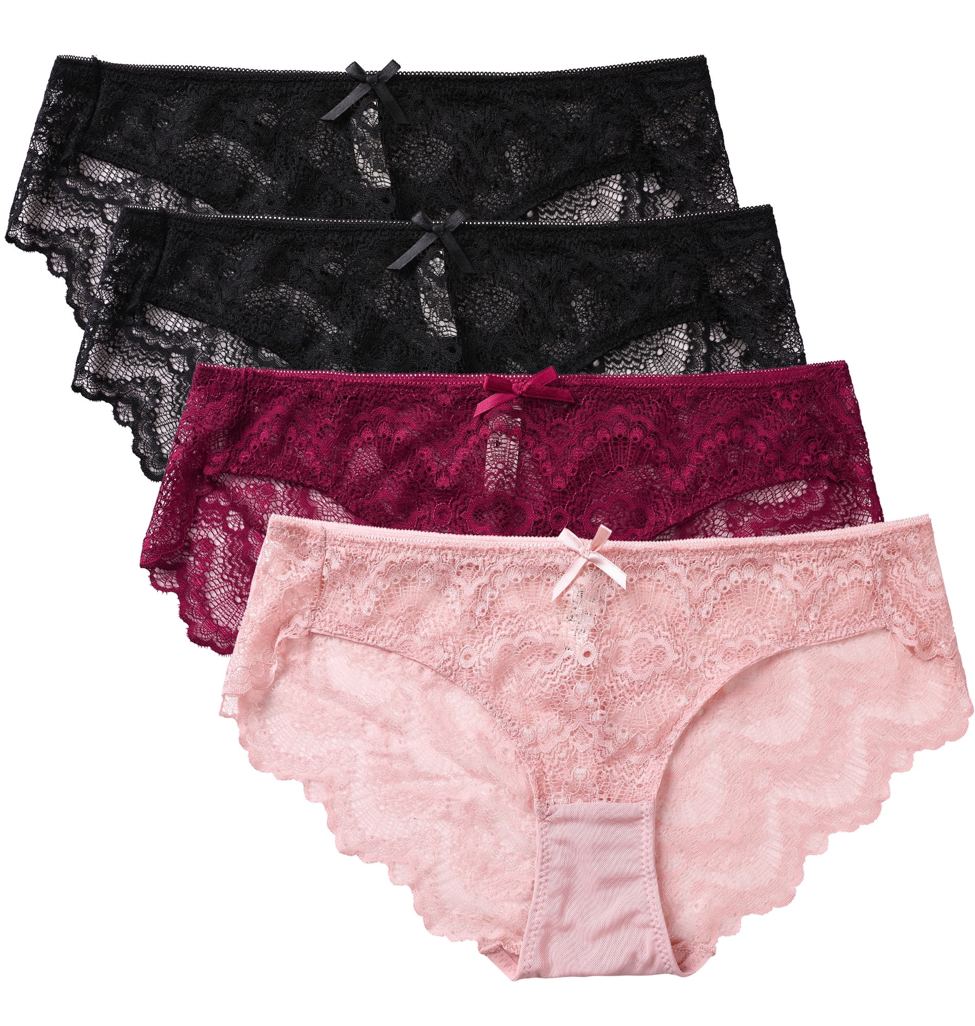 Charmo Women Plus Lace Hipster Panties Soft Underwear Briefs 4 Pack