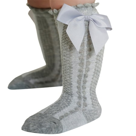 

TOPGOD Toddler Baby Girls Long Socks Solid Color Cute Bowknot Princess Mesh Socks Infant Spring Summer Casual Stockings