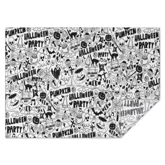 Halloween Doodle Pattern Rectangle Tablecloth 60"x84",Waterproof Polyester Rectangle Table Cloth, Wipeable Spillproof Polyester Tablecloth for Dining, Camping, Indoor and Outdoor