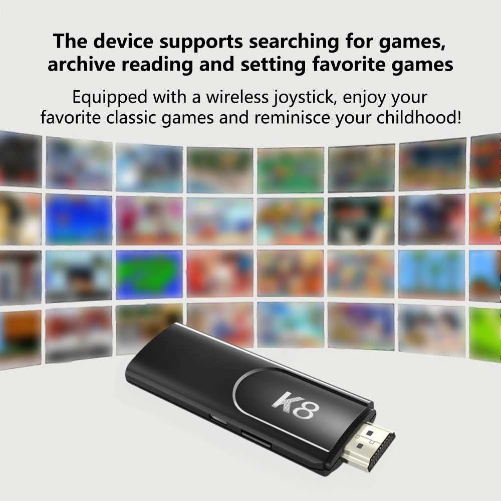 ZYTKWT K8 Video Game Console - 4K HDMI, 2.4G Wireless Controllers, 64GB, 40,000+ Games, 40+ Emulators, Portable Game Stick