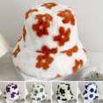 thumbnail image 4 of D-GROEE Winter Bucket Hats for Women Flower Pattern Plush Warm Soft Comfortable Cap Fisherman Hat, 4 of 8