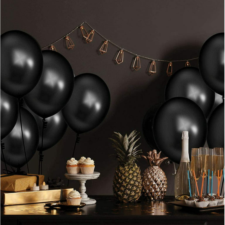 Prextex 75 Black Party Balloons 12 Inch Black Balloons with