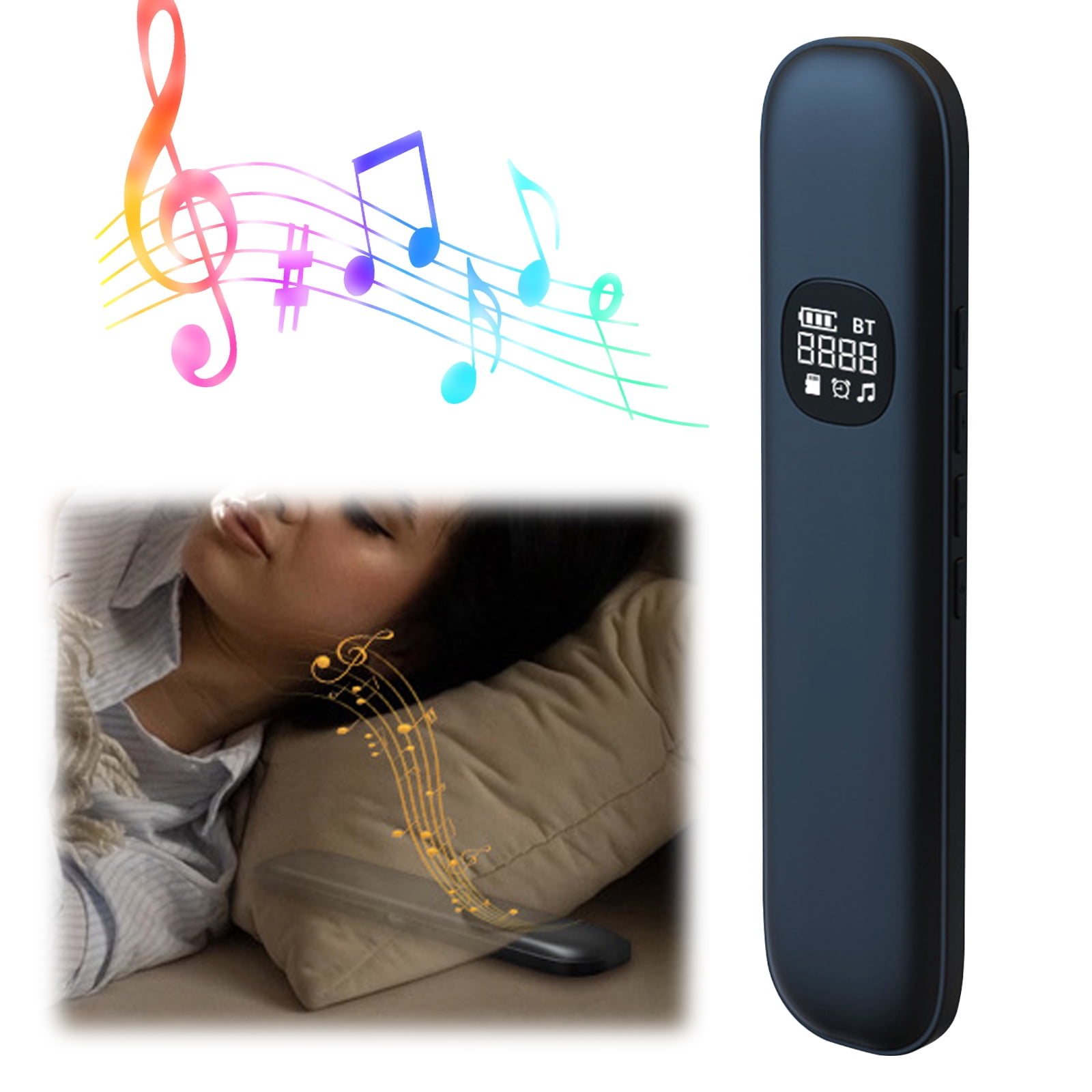 Sleep Speaker Under Pillow With 11 White Noises Timer & Tf Card Slot Wireless Bt Sleep Aid Bone Conduction Pillow Speaker For Side & Light Sleepers Bedside Listening (Black)