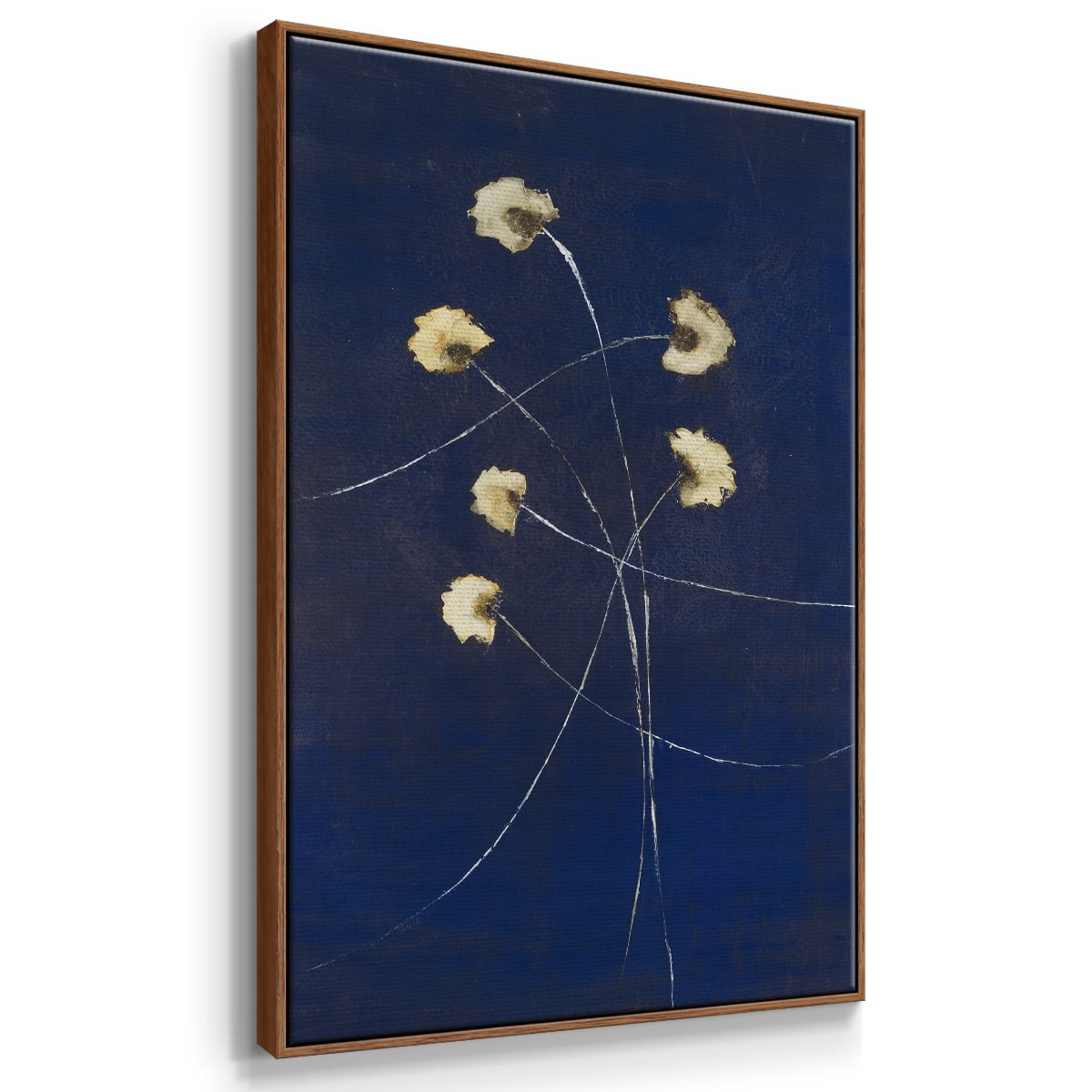 Indigo 2 Framed Premium Gallery Wrapped Canvas - Ready to Hang - 27 x 41 - Walnut Floating Frame
