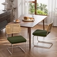 thumbnail image 3 of Natural Rattan Dining Chairs Set of 2, Modern Dining Room Chairs with Solid Wood Back for Kitchen Living Room, Linen Fabric Dining Room Chairs, 3 of 10