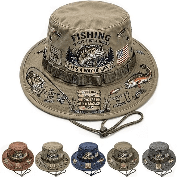 Fishing is a Way of Life Boonie Hat, Fishing Hat, Outdoor Sun Hat, Wide Brim Bucket Hat for Hiking Camping Boating