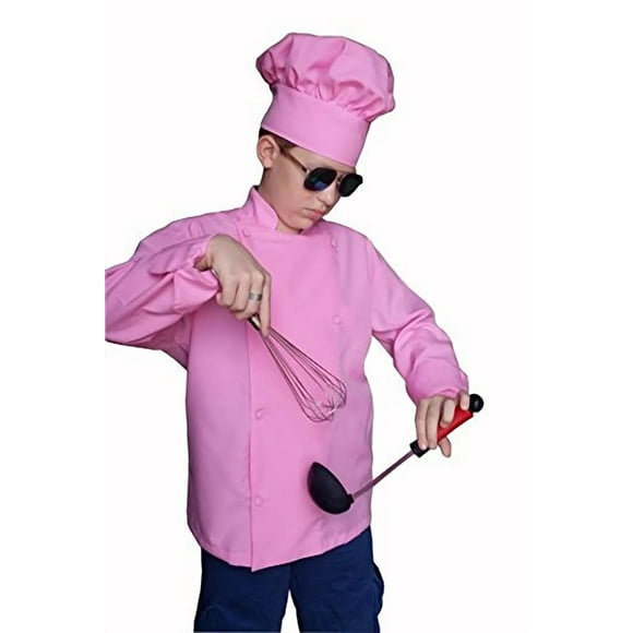 CHEFSKIN Tenue de Chef pour Enfants Comprend Tablier Veste & Chapeau Tout-Petit TP SM REG TG 2X (TG (8-10 Ans), Rose Doux)
