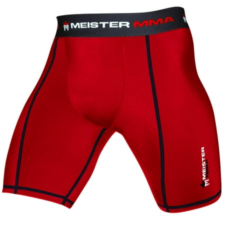 Meister Compression Rush Shorts w/ Cup Pocket - Red - (Best Mma Compression Shorts)