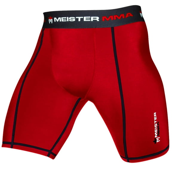 Meister Compression Rush Shorts w/ Cup Pocket - Red - Large