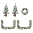 thumbnail image 5 of 4-Piece Snow-Flocked Christmas Decor Set - 2x3FT Trees + 21" Wreath +9FT Garland, 230 Warm White LEDs (8 Modes) & Remote, 5 of 9