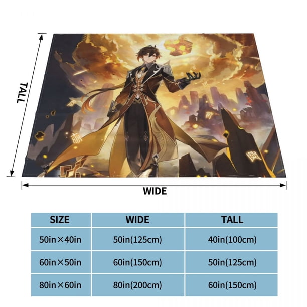 Childe Genshin Impact Blanket Flannel Ajax Autumn Anime Breathable Super Warm Throw Blankets for Bedding Travel Bedding Throws75x100cm 30x40in Gao Jinjia LED