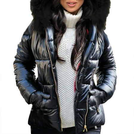 ZHOUCHANKIDS Womens Lightweight Puffer Jacket Winter Coats for Women Warm Quilted Bubble Padded Hood Coat Black M