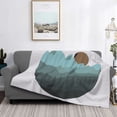 thumbnail image 1 of Sunset Round Mountains Pattern Throw Blanket, Super Soft Anti-Pilling Flannel Bed Blankets, 60"x50", 1 of 8