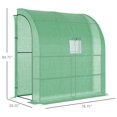 thumbnail image 3 of 7x3x7 Feet Lean to Greenhouse Walk In Plant Nursery with 2 Roll Up Doors Windows PE Cover and 3 Wire Shelves Green, 3 of 7