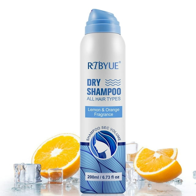 FUKEVY Champú refrescante en seco instantáneo para mayor textura y cuerpo del cabello, fragancia de limón, sin agua, conveniente para viajar, botella de 6,73 onzas