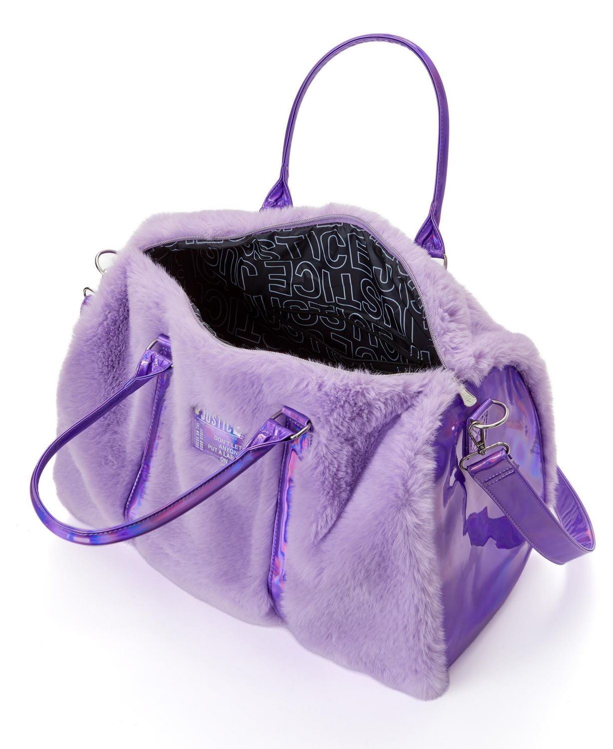 Justice Duffel Solide Fausse Fourrure Bandoulière amovible et réglable.