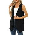 thumbnail image 6 of Uvplove Women's Summer Sleeveless Soft Knit Cardigan with Pockets High Low Drape Front Open Cardigan Blouse,Black,XLarge, 6 of 9