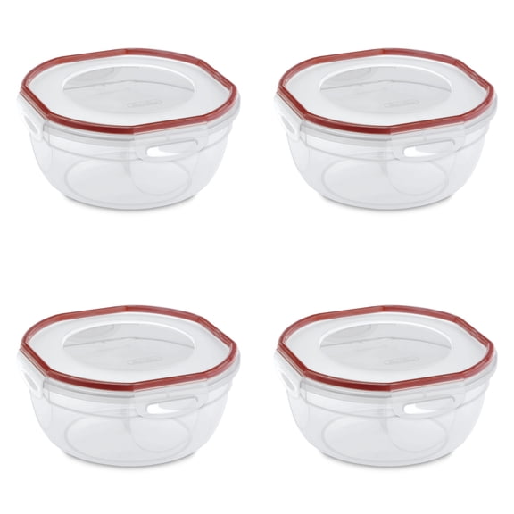Sterilite Ultra•Seal™ 2.5 Qt. Bowl, Latching Food Storage Container, Airtight Watertight Seal, Clear, 4 Count