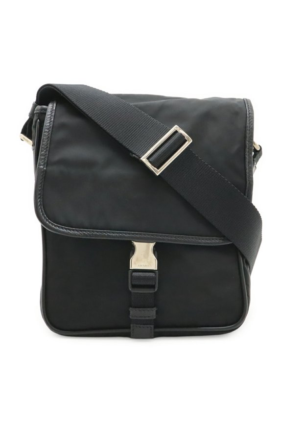 Pre-Owned PRADA Prada Shoulder Bag Pochette Nylon Leather NERO Black V167 Purchased from an...