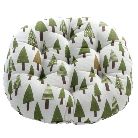 

Round Floor Pillow Cushion Cotton Linen Pouf Seat Cushion Yoga Window Tatami Home Office Pad (Trees Pattern) )