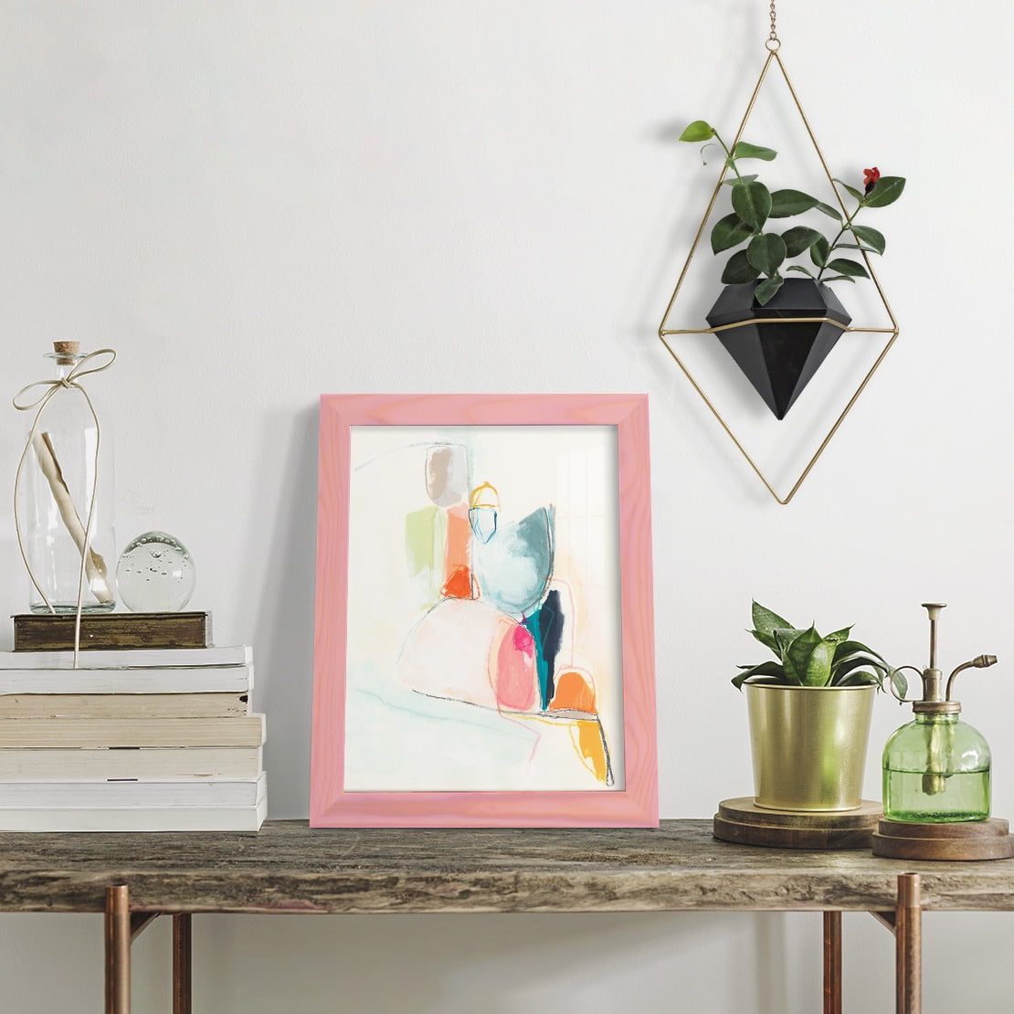 Factotum I -Framed Print w/glass-Sunset Pink