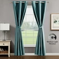 thumbnail image 4 of Brea Blackout Window Curtain Panels and Tiebacks, Faux Silk, Grommet, Teal, 38" x 96", 4 of 11