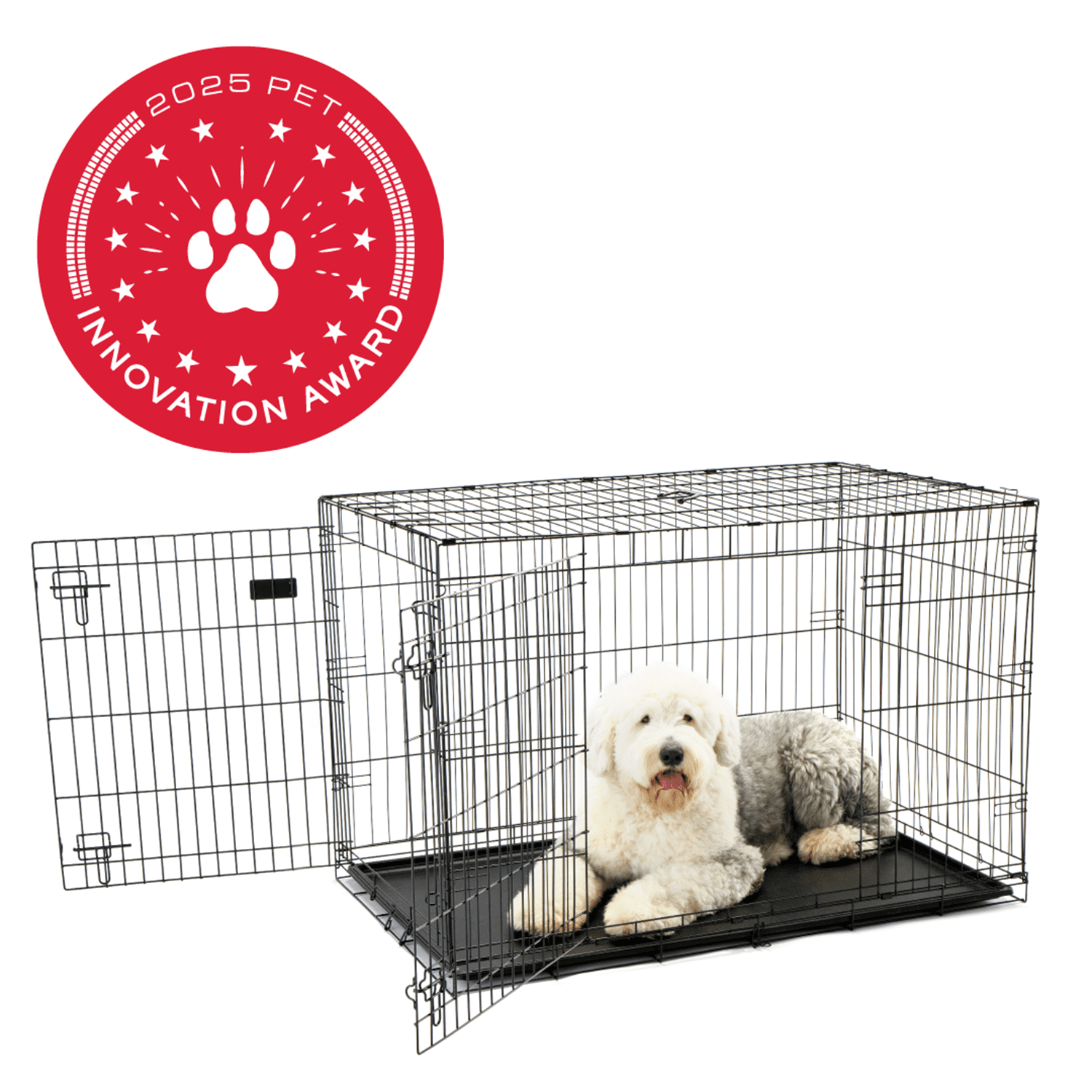 Carlson Secure and Compact Double Door Metal Dog Crate, For Extra Large Breeds Up To 120 Pounds, Includes Divider Panel and Removable Pan, Black