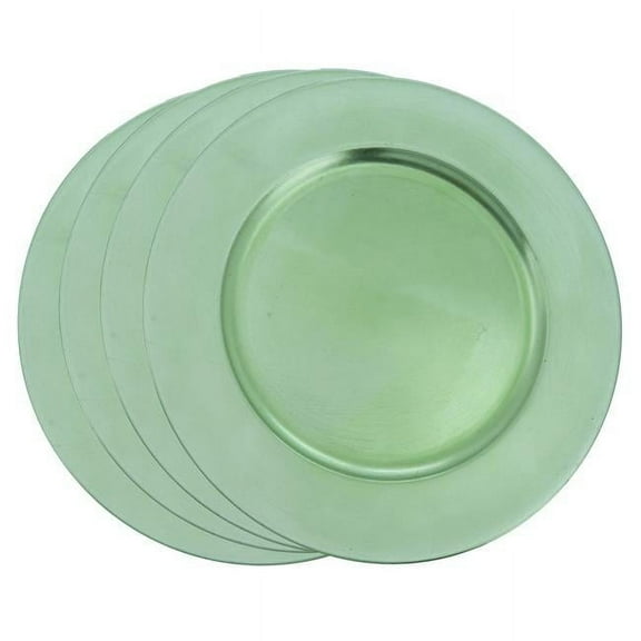 SARO  13 in. Round Classic Design Charger Plate - Pistachio  Set of 4