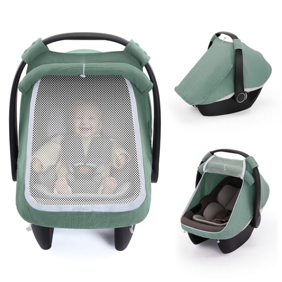 Funda de asiento de coche para bebé Blissful Diary, de malla, a prueba de viento, color verde romano