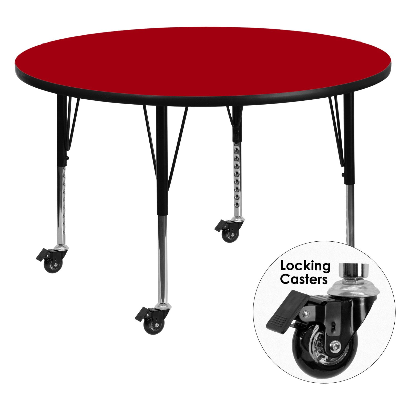 Flash Furniture Mobile 60 Round Activity Table With Red Thermal Fused Laminate Top And Height Adjule Preschool Legs