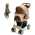 thumbnail image 3 of Foldable Pet Stroller 4-Wheel Cat Dog Travel Carrier w/ Storage Basket, 3 of 6