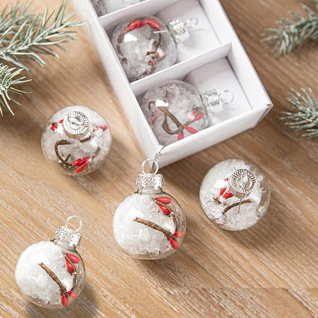 Juego de 6 Adornos Navideños para Árbol de Navidad | Decoraciones Navideñas Multicolores con Detalles de Perlas y Diamantes | Bolas de Plástico y Vidrio | Fáciles de Colgar | Ideales para Árboles, Co