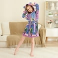 thumbnail image 3 of FORMRS Niños Bathrobe Unisex Hooded Robe Soft Plush Pajamas Sleepwear, Size 10-12T, Purple Window Scene, 3 of 7