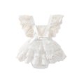 thumbnail image 3 of ZAXARRA Toddler Summer Rompers Lace Square Neck Jumpsuit Layered Skirt, 3 of 10