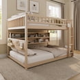 thumbnail image 3 of Leumius Full over Full Bunk Bed with Integrated Shelving, Color-Changing Lights and Pegboard for Boys Girls Beige, 3 of 9
