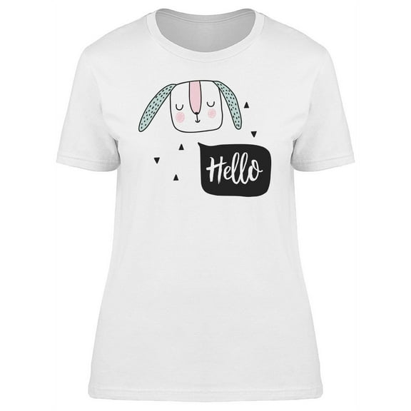 Cute Sleepy Rabbit Saying Hello T-Shirt Women -Image by Shutterstock, Female Large