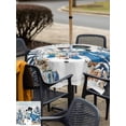 thumbnail image 4 of Outdoor Tablecloth with Umbrella Hole and Zipper, Blue Christmas Snowman Square Table Cloth 60x60 Inch Waterproof Tablecloth, Xmas Tree Elk Gifts Snowflake Vintage Picnic Table Cover for Patio, 4 of 7