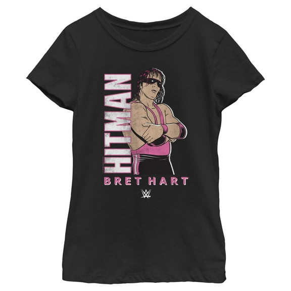 Girl's WWE Hitman Bret Hart Graphic Tee Black Large