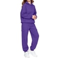 thumbnail image 5 of YUANxueke Kids 2-Piece Winter Sweatsuits Boys Girls Hoodie Sweatshirt with Kangaroo Pocket & Tapered Pants,Purple,Sizes 2-14, 5 of 8
