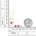 thumbnail image 3 of Gem Stone King 18K Yellow Gold Plated Silver Pink Created Sapphire Pendant and Earrings Jewelry Set for Women (3.32 Cttw, Gemstone September Birthstone, Round 6MM), 3 of 3