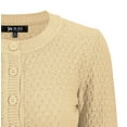 thumbnail image 3 of YEMAK Women's Crewneck Button Down 3/4 Sleeve Cropped Knit Cardigan Sweater MK3514, 3 of 6