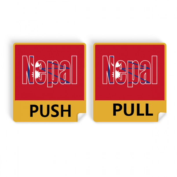 Nepal Country Flag Name Art Deco Fashion Push Pull Door Sign Vinyl