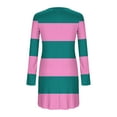 thumbnail image 4 of VEKDONE Womens Fall Dresses Striped Sweater Dress Casual Long Sleeve V Neck Slim Fit A Line Dress Ribbed Knit Stretch Swing Mini Dress Hot Pink S, 4 of 5
