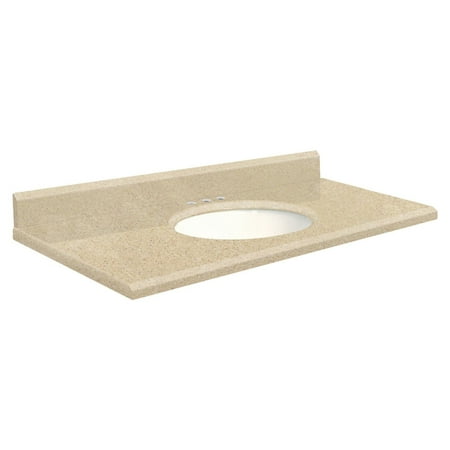 Canterbury Cream - Samson 37W x 22D in. Quartz Single Sink Vanity Top with White Bowl