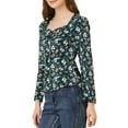 thumbnail image 4 of Allegra K Women's Blouse Cowl Neck Vintage Floral Long Sleeve, 4 of 6