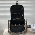 thumbnail image 1 of Bolsa de cosméticos para mujer, bolsa de maquillaje tejida portátil para colgar, bolsa de lavado para baño (negro L) Ndcxsfigh Para Estrenar, 1 of 9