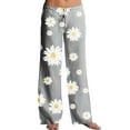 thumbnail image 1 of QAFOPEH Women Daisy Print Midi-Waisted Wide Leg Pants, 1 of 2