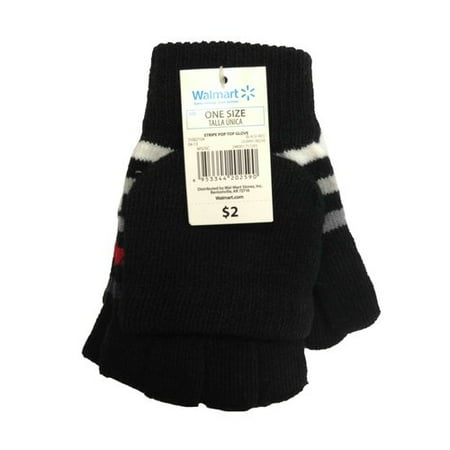Black and Red Stripe Pop Top Gloves