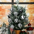 thumbnail image 3 of 24 Pcs Christmas Black and White Ball Ornaments Xmas Plastic Stripe Dot Hanging Ball for Christmas Tree Party Decoration Supplies 1.2in, 3 of 7